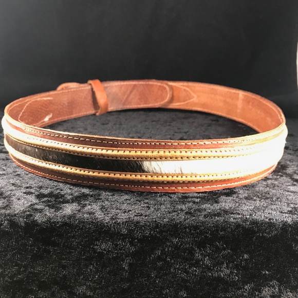 Vtg. Boho Leather Cowhide Belt - Picture 5 of 5